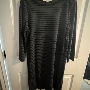 LOFT Black and Grey Long Sleeve Sheath Dress
